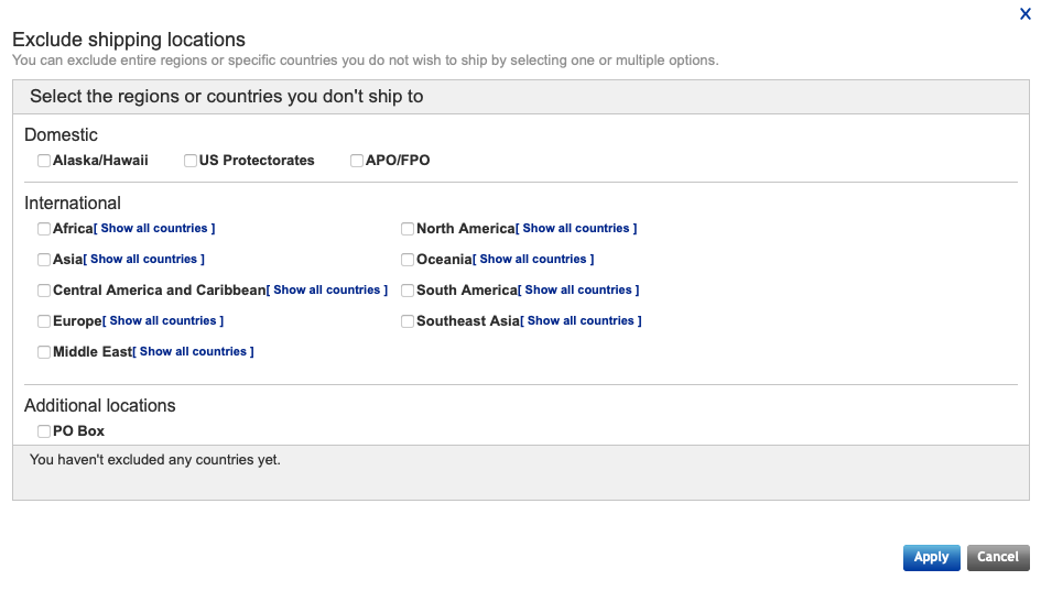 How to set shipping exclusions on eBay interpret Help Center