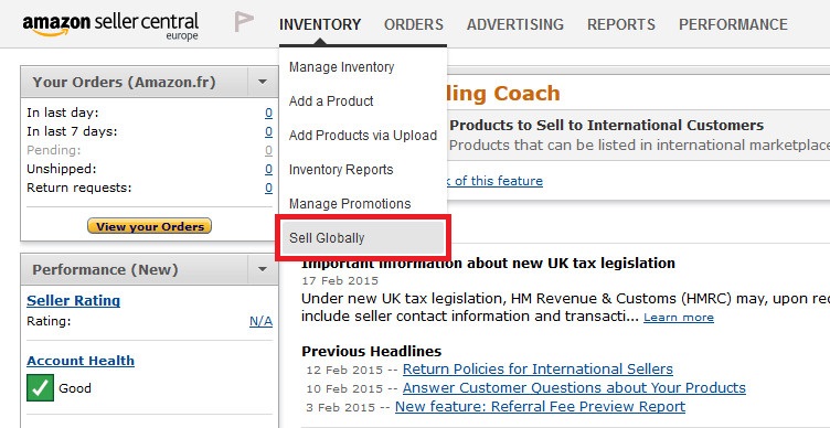 seller central amazon europe